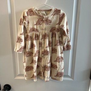 Kate Quinn 4t Long Sleeve Oatmeal Porcupine Button Front Dress